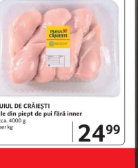 PUIUL DE CRĂIEŞTI File din piept de pui fără inner - cca. 4000 g - per kg