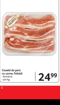 Carmangeria Selgros Coastă de porc cu carne, feliată România per kg