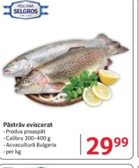 Pescăria Selgros Păstrăv eviscerat 300-400g