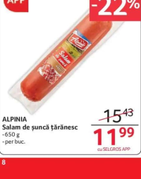 ALPINIA Salam de şuncă ţărănesc - 650 g - per buc.