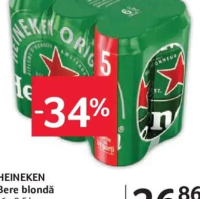 HEINEKEN Bere blondă - 6 x 0,5 l