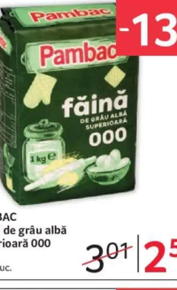 PAMBAC Făină de grâu albă superioară 000 1 kg