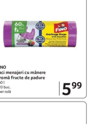 FINO Saci menajeri cu mânere Aromă fructe de padure 60 l 20 buc.