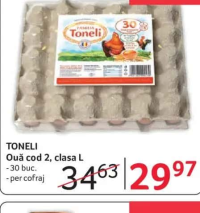 TONELI Ouă cod 2, clasa L - 30 buc.