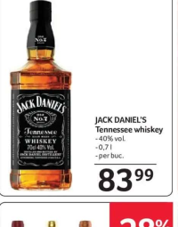 JACK DANIEL'S Tennessee whiskey 40% vol. 0.7l