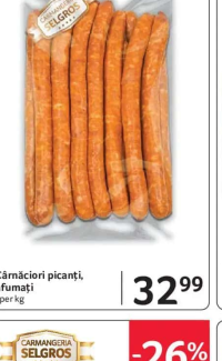 SELGROS Cârnăciori picanți, afumați - per kg