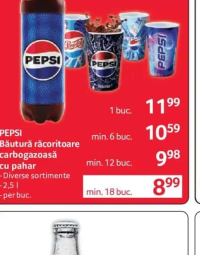 PEPSI Băutură răcoritoare carbogazoasă cu pahar Diverse sortimente 2,5 l