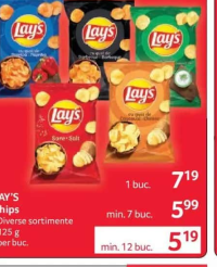 Lay's Chips diverse sortimente 125 g (min. 7 buc.)