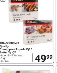 TRANSGOURMET Quality Creveți pane Torpedo IQF / Butterfly IQF 1 kg