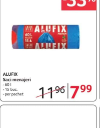 ALUFIX Saci menajeri 60 l 15 buc.