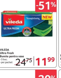 VILEDA Ultra Fresh Burete pentru vase 3 buc.