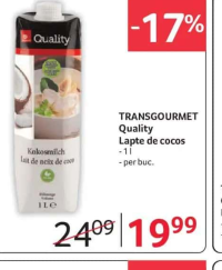 TRANSGOURMET Quality Lapte de cocos 1 l