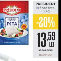 PRESIDENT Brânză feta 150 g