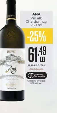 Jidvei ANA Vin alb Chardonnay 750 ml