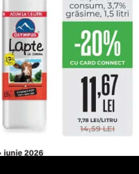 OLYMPUS Lapte de consum, 3,7% grăsime, 1,5 litri