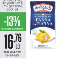 STERILGARDA Smântână de gătit UHT, 23% grăsime, 500 ml