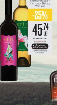 Crama Oprişor, Stil Vin alb Tămâioasă Românească / Vin rosu Shiraz, 750 ml