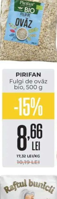 PIRIFAN Fulgi de ovăz bio, 500 g