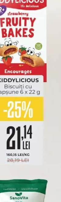 KIDDYLICIOUS Biscuiți cu căpșune 6 x 22 g