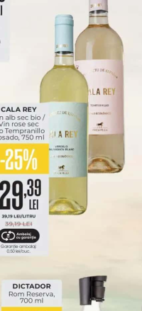 Cala Rey Vin alb sec bio / Vin rose sec bio Tempranillo Rosado, 750 ml