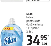 Silan balsam pentru rufe 130 spălări 2,86 l