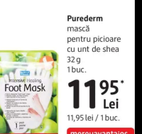 Purederm mască pentru picioare cu unt de shea 32 g 1 buc.