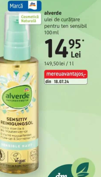 alverde ulei de curățare pentru ten sensibil 100 ml