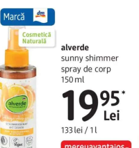 alverde sunny shimmer spray de corp 150 ml