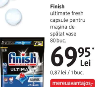 Finish ultimate fresh capsule pentru mașina de spălat vase 80 buc.