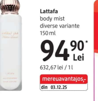Lattafa body mist diverse variante 150 ml