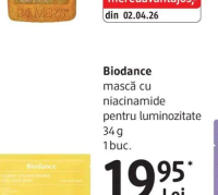 Biodance mască cu niacinamide pentru luminozitate 34 g 1 buc.