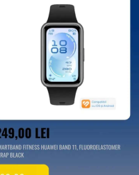 HUAWEI SMARTBAND FITNESS BAND 11, FLUOROELASTOMER STRAP BLACK