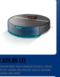 PHILIPS ASPIRATOR ROBOT HOMERUN XU7000/01, FUNCTIE MOP, WIFI, CONTROL PRIN APLICATIE, 5000 PA, 5200