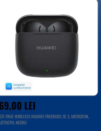 HUAWEI CASTI TRUE WIRELESS HUAWEI FREEBUDS SE 3, MICROFON, BLUETOOTH, NEGRU