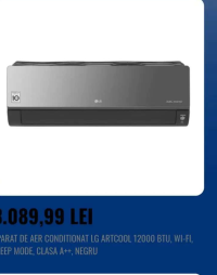 LG APARAT DE AER CONDITIONAT ARTCOOL 12000 BTU, WI-FI, SLEEP MODE, CLASA A++, NEGRU