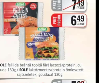 SOLE felii de brânză topită fără lactoză/protein, cu gouda 130g / SOLE laktózmentes/protein ömleszte
