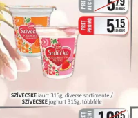 SZÍVECSKE iaurt 315g, diverse sortimente / SZÍVECSKE joghurt 315g, többféle