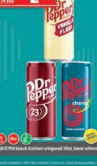 DR PEPPER băutură răcoritoare carbogazoasă 330ml, diverse sortimente