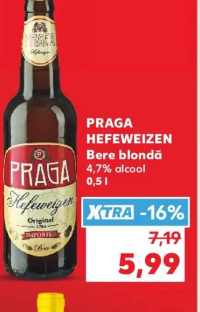 PRAGA HEFEWEIZEN Bere blondă 4,7% alcool 0,5 l