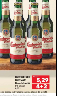 BUDWEISER BUDVAR Bere blondă 5% alcool 0.33 l
