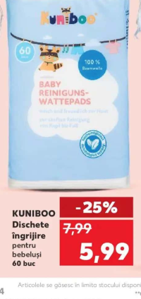 KUNIBOO Dischete îngrijire pentru bebeluși 60 buc