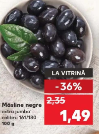 Măsline negre extra jumbo calibru 161/180 100 g