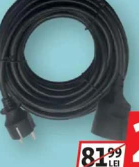 AUCHAN Cablu Fișă Cuplă 10m 16Amp Negru