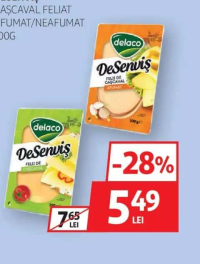 DELACO DESENVIȘ CAȘCAVAL FELIAT AFUMAT/NEAFUMAT 100G
