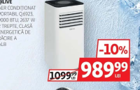 Qilive Aer Condiționat Portabil Q.6923, 9000 BTU, 2637 W 2 Trepte, Clasă Energetică de Răcire A Alb
