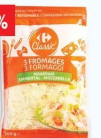 Carrefour Classic Amestec de 3 brânzeturi rase, 200 g