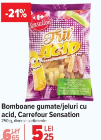 Carrefour Sensation Bomboane gumate/jeluri cu acid Frit Acid 250 g