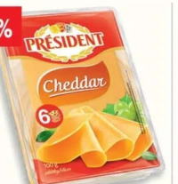Président Brânză cheddar/ emmental/ maasdamer felii, 100 g