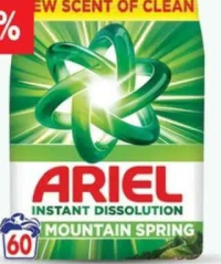 Ariel Detergent de rufe pudră Mountain Spring 3.9 kg, 60 de spălări