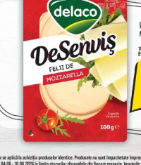 Delaco DeSenviș Felii de Mozzarella, 100g